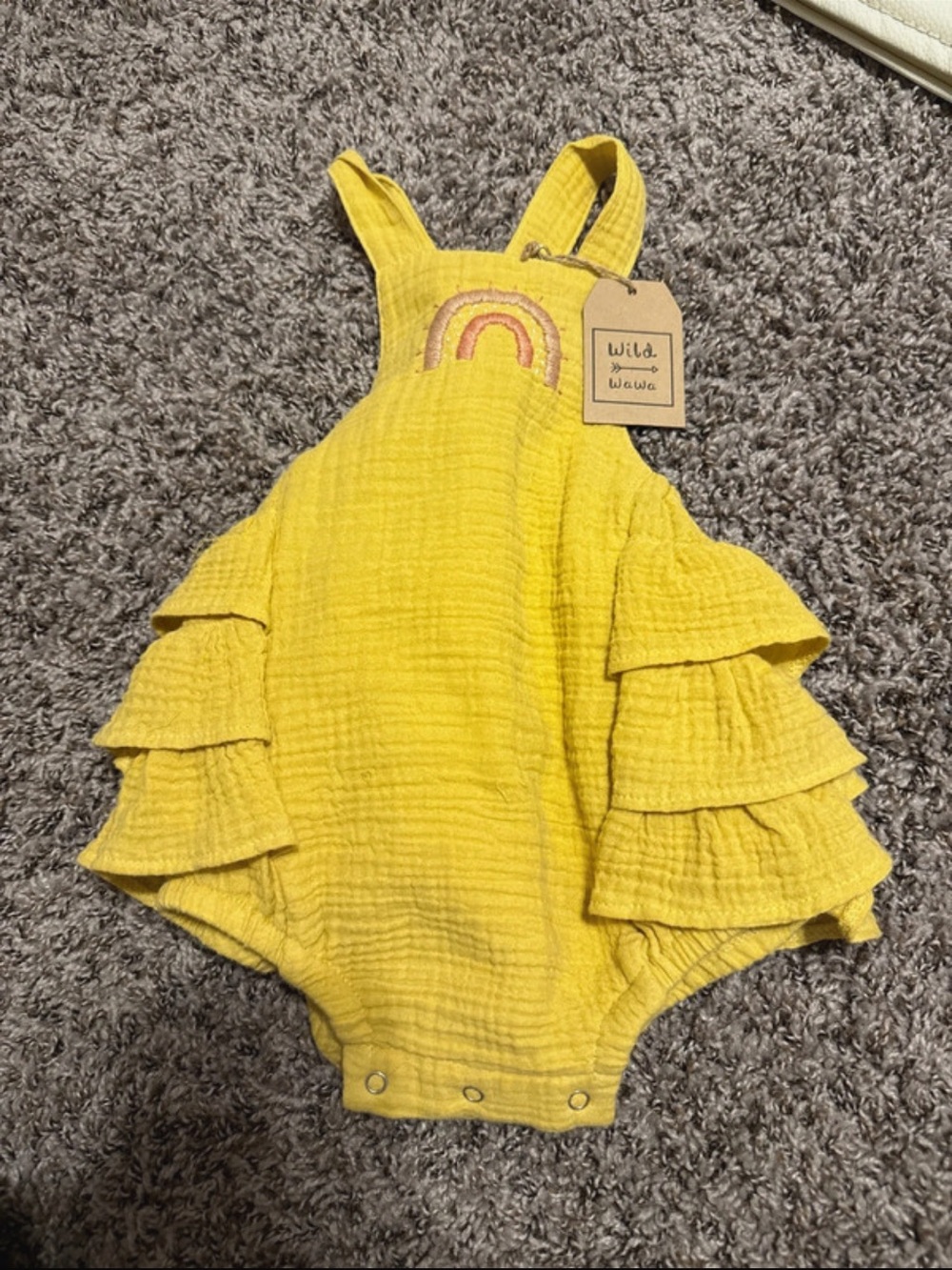 Wild & Wawa Sunshine Ruffle Baby One-Piece